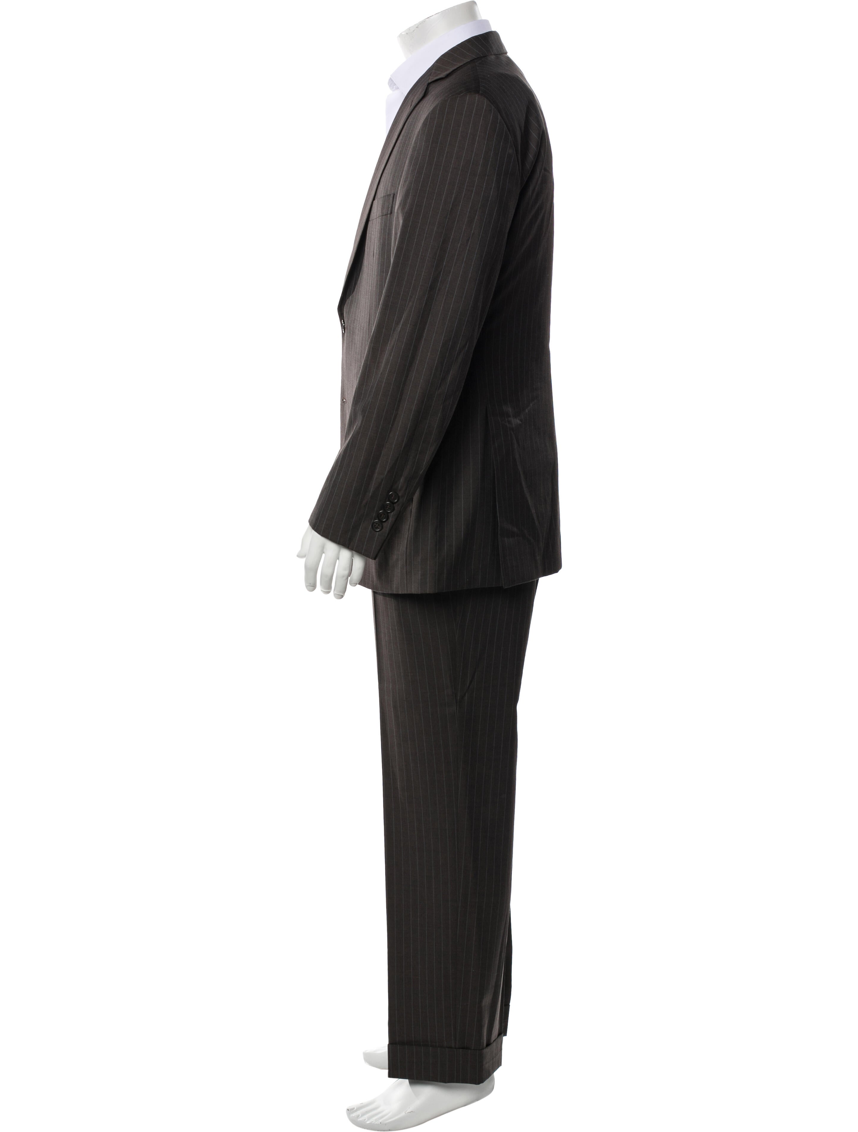 Brioni Wool Striped Two-Piece Suit Vest