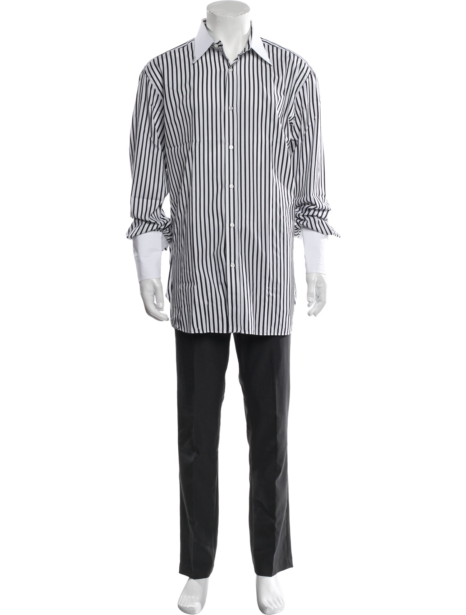 Brioni Striped Long Sleeve Dress Shirt