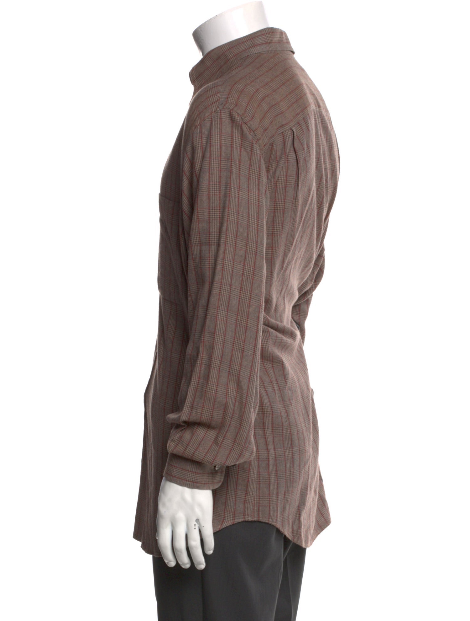 Brioni Plaid Print Long Sleeve Dress Shirt