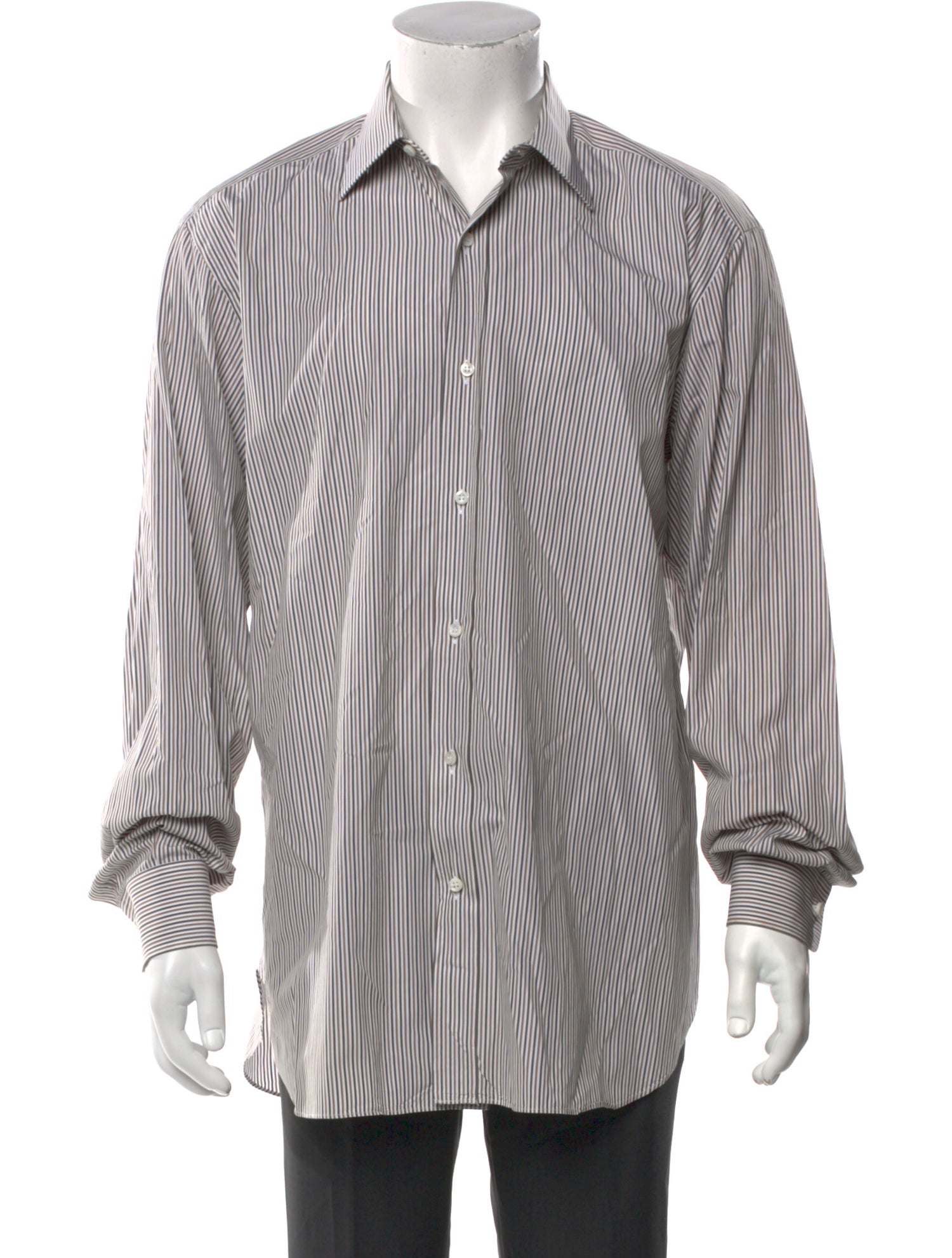 Brioni Striped Long Sleeve Dress Shirt