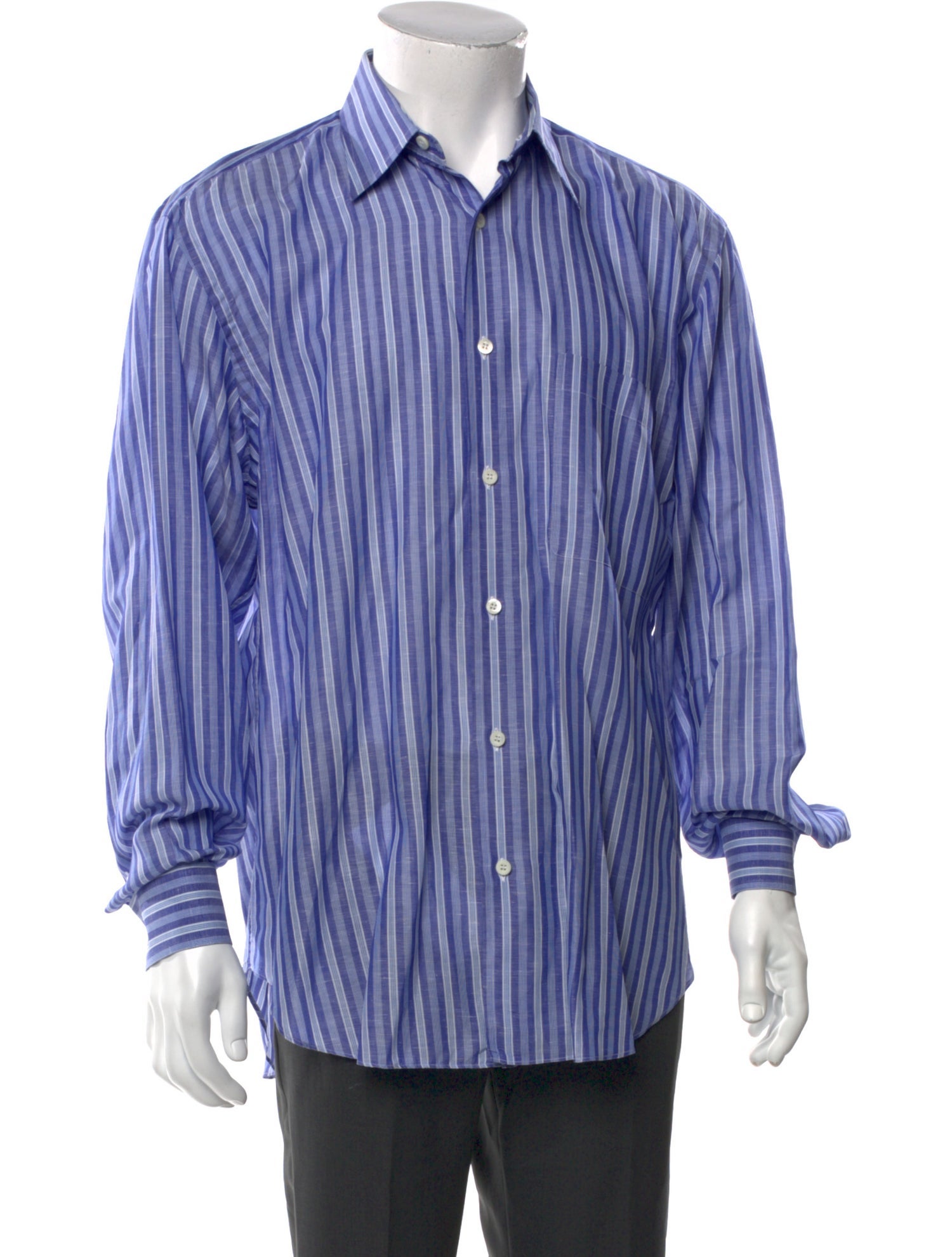 Brioni Linen Striped Dress Shirt