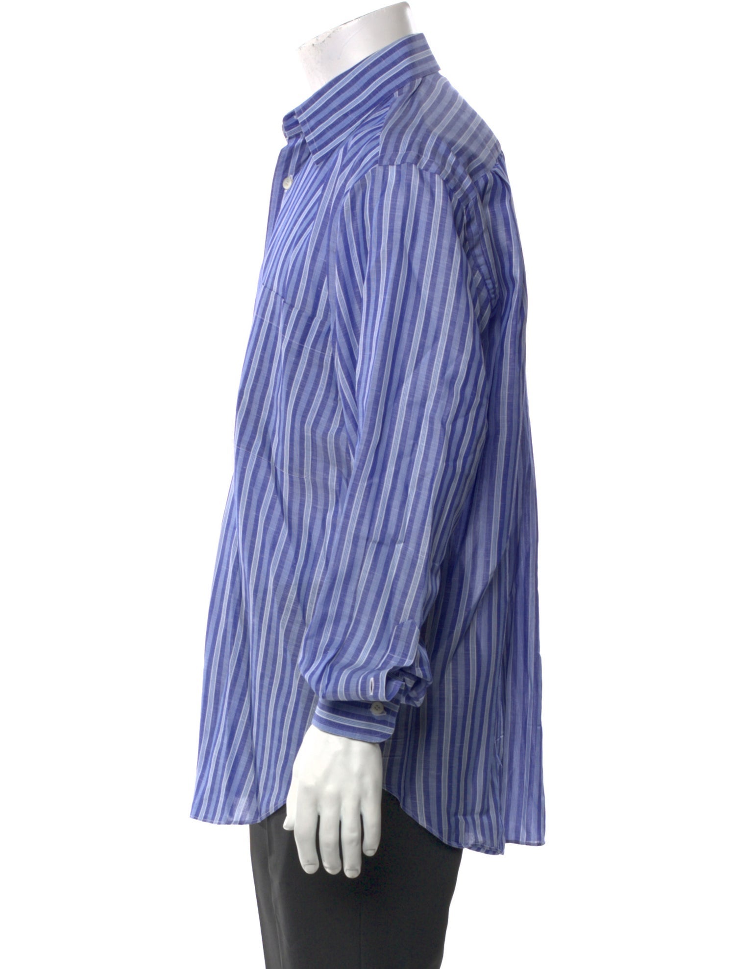 Brioni Linen Striped Dress Shirt
