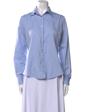 Brioni Long Sleeve Button-Up Top