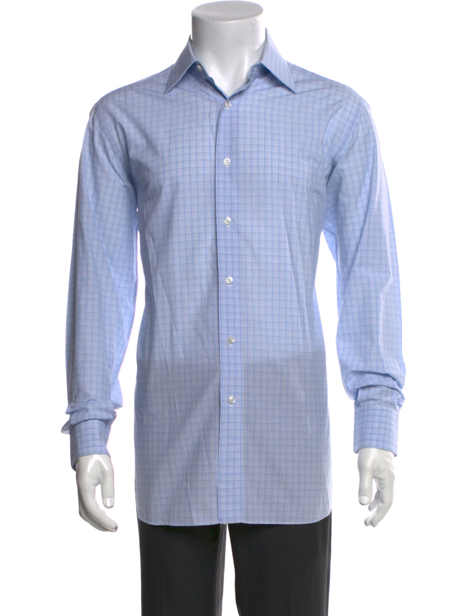 Brioni Plaid Print Long Sleeve Dress Shirt
