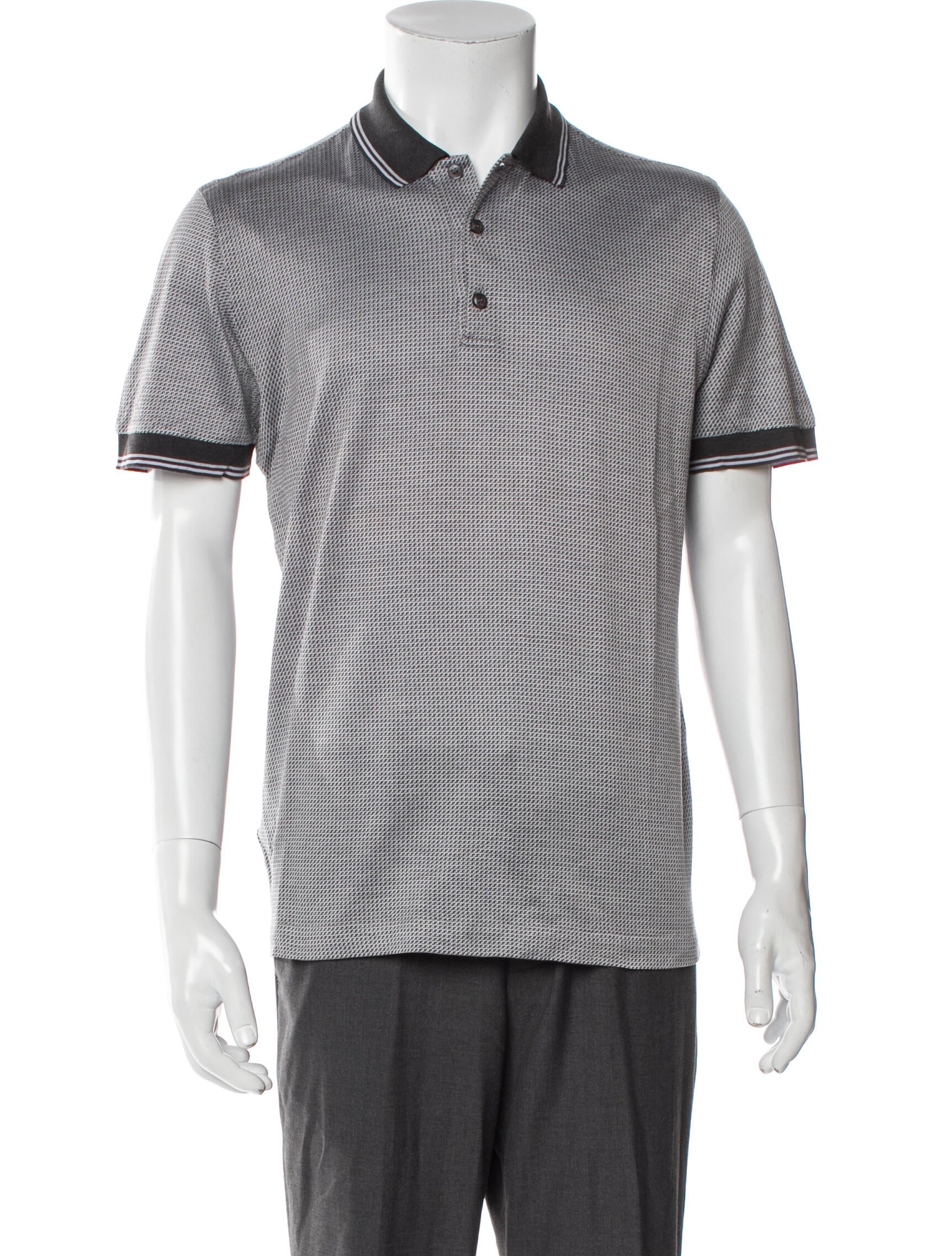 Brioni Striped V-Neck Polo Shirt