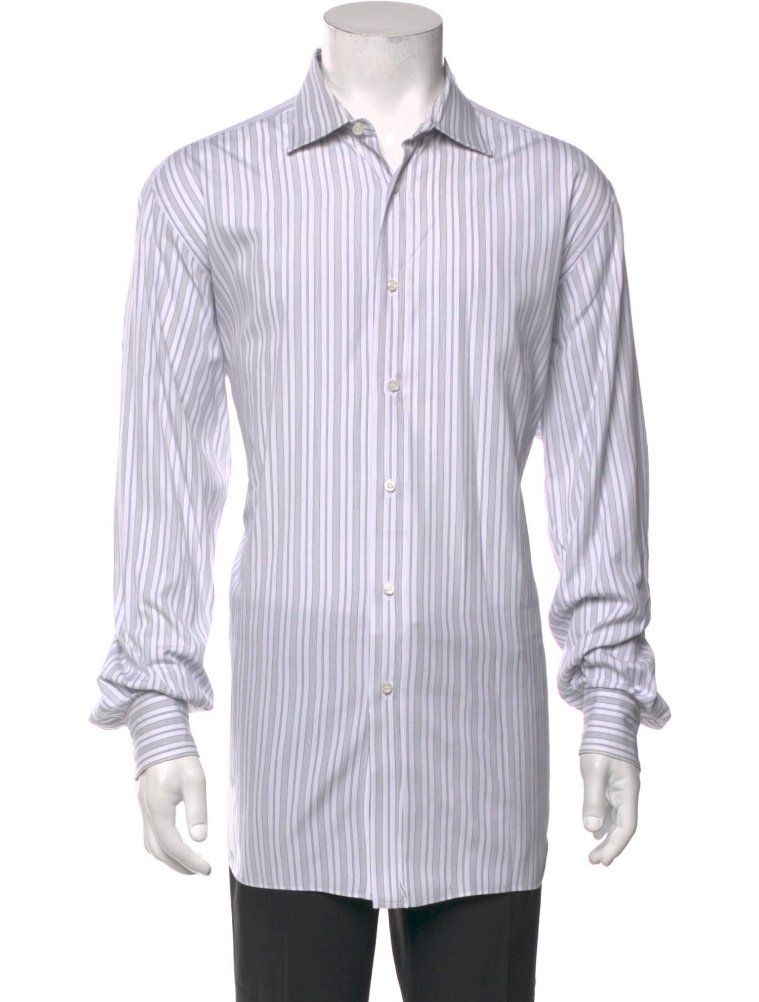 Brioni Striped Long Sleeve Dress Shirt