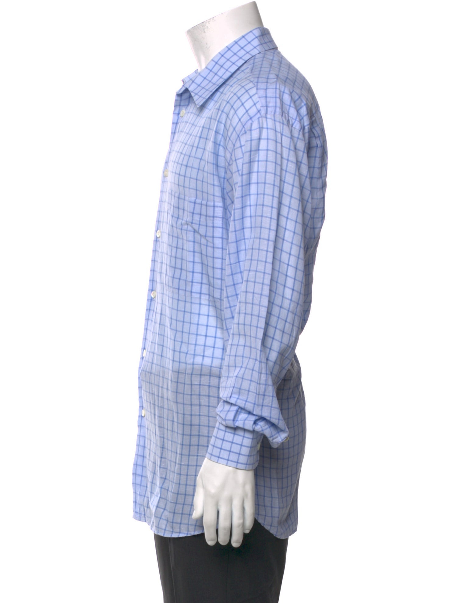 Brioni Plaid Print Long Sleeve Dress Shirt