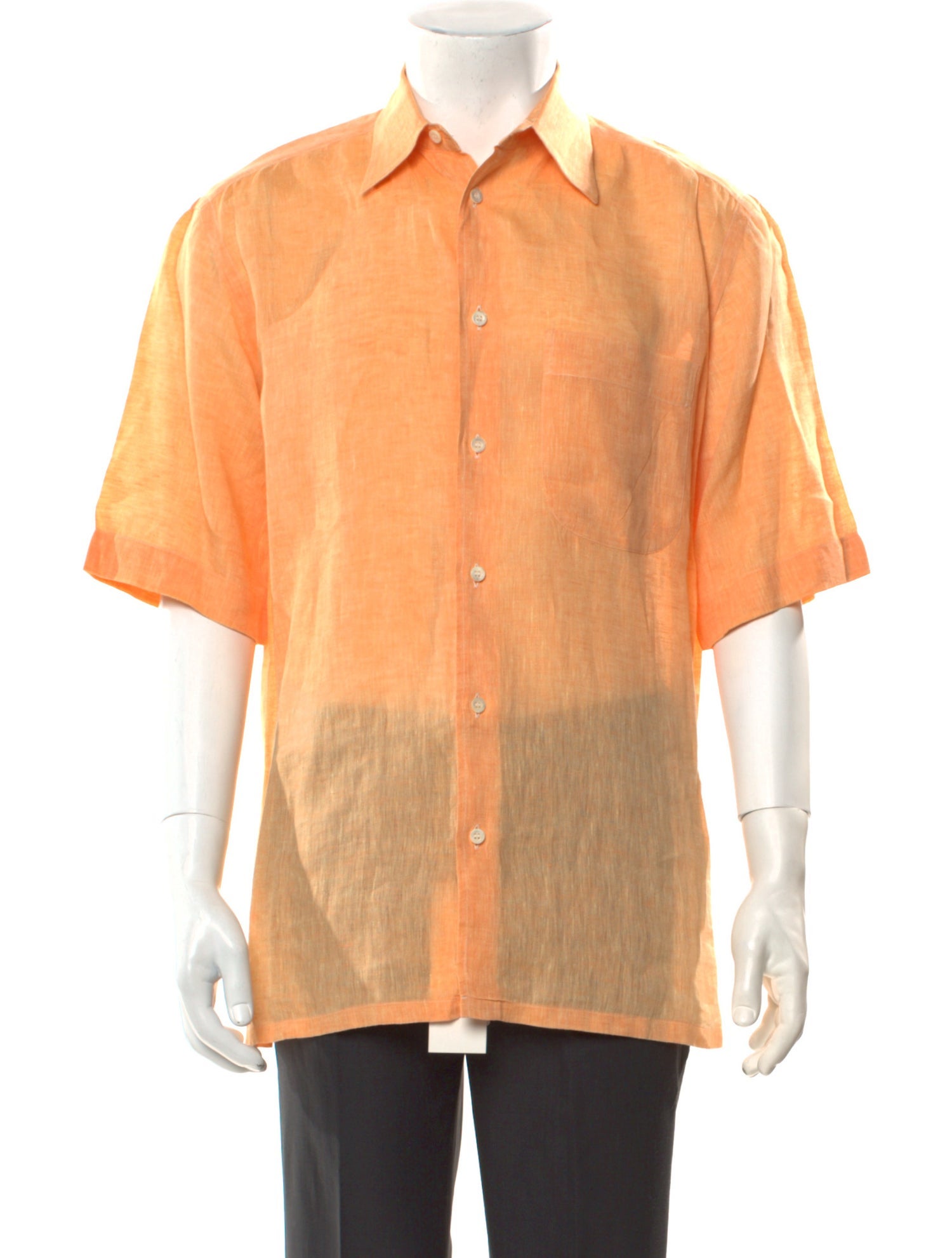 Brioni Linen Three-Quarter Sleeve Shirt