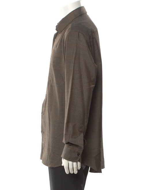 Brioni Silk Plaid Print Shirt