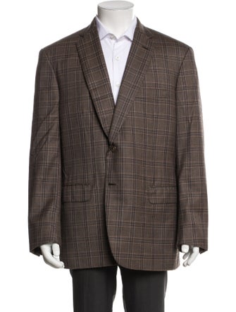 Brioni Wool Plaid Print Blazer