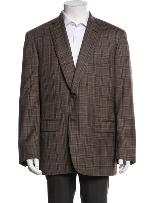 Brioni Wool Plaid Print Blazer