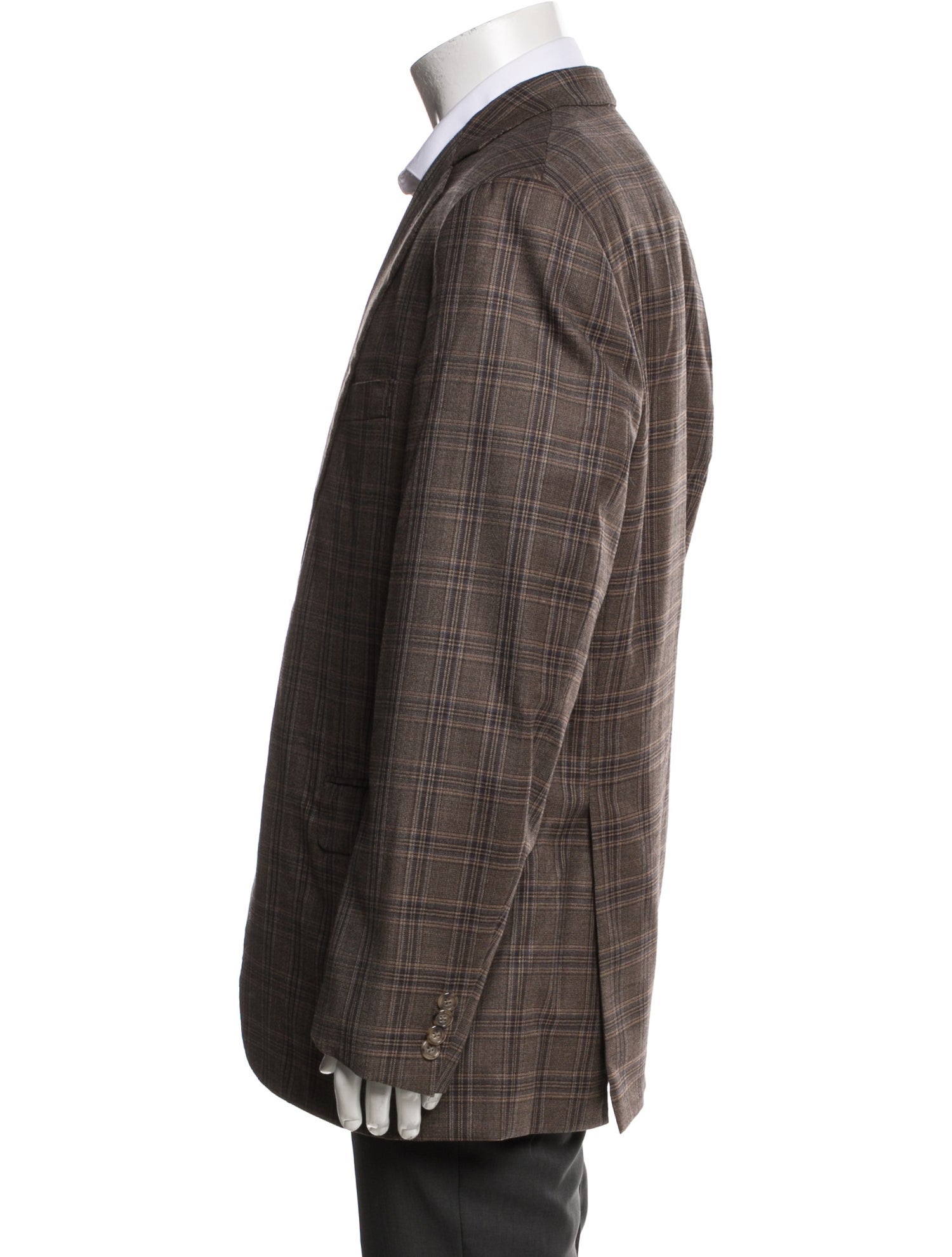Brioni Wool Plaid Print Blazer