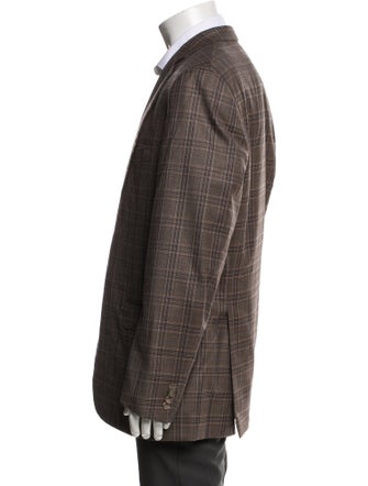 Brioni Wool Plaid Print Blazer