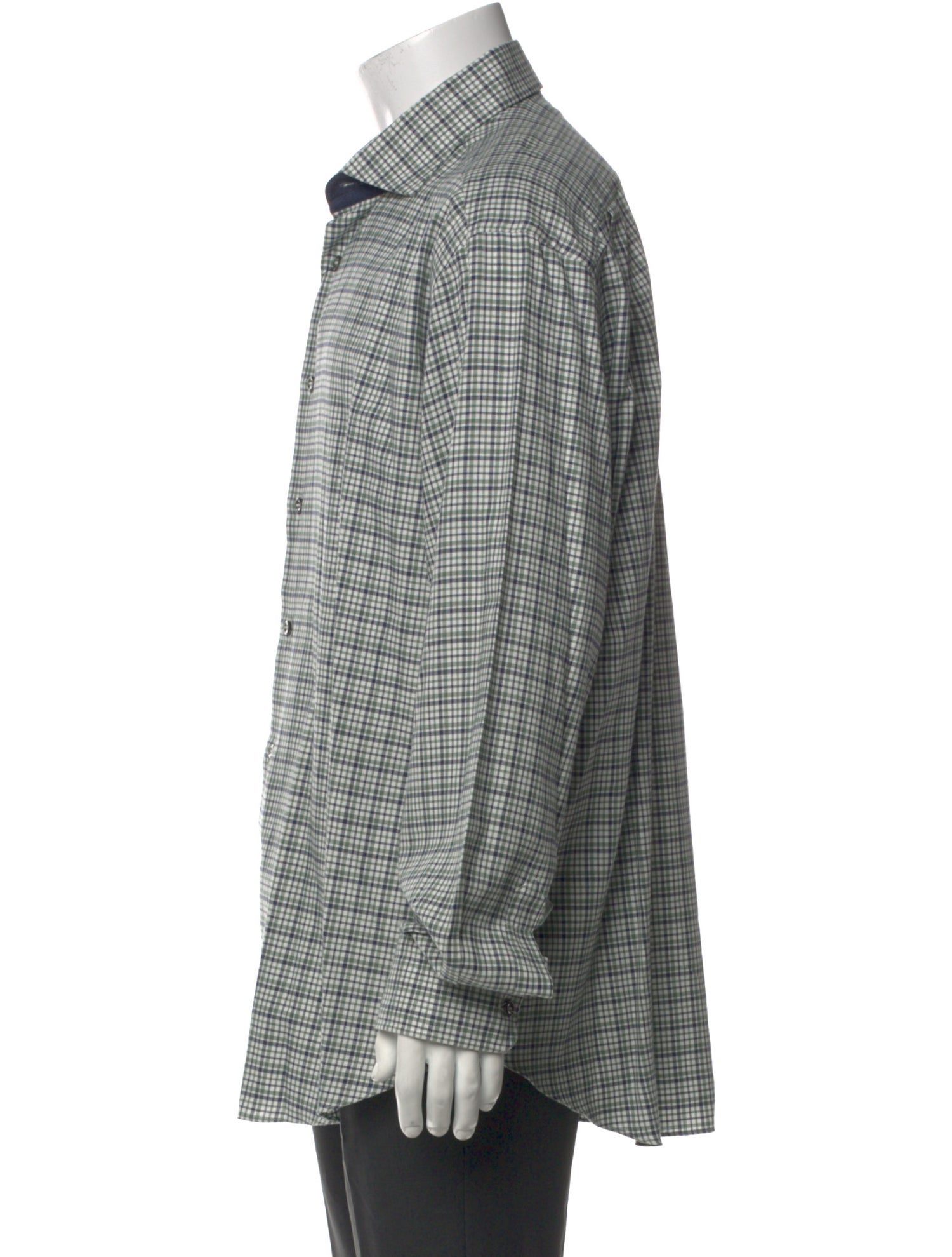 Brioni Plaid Print Long Sleeve Dress Shirt
