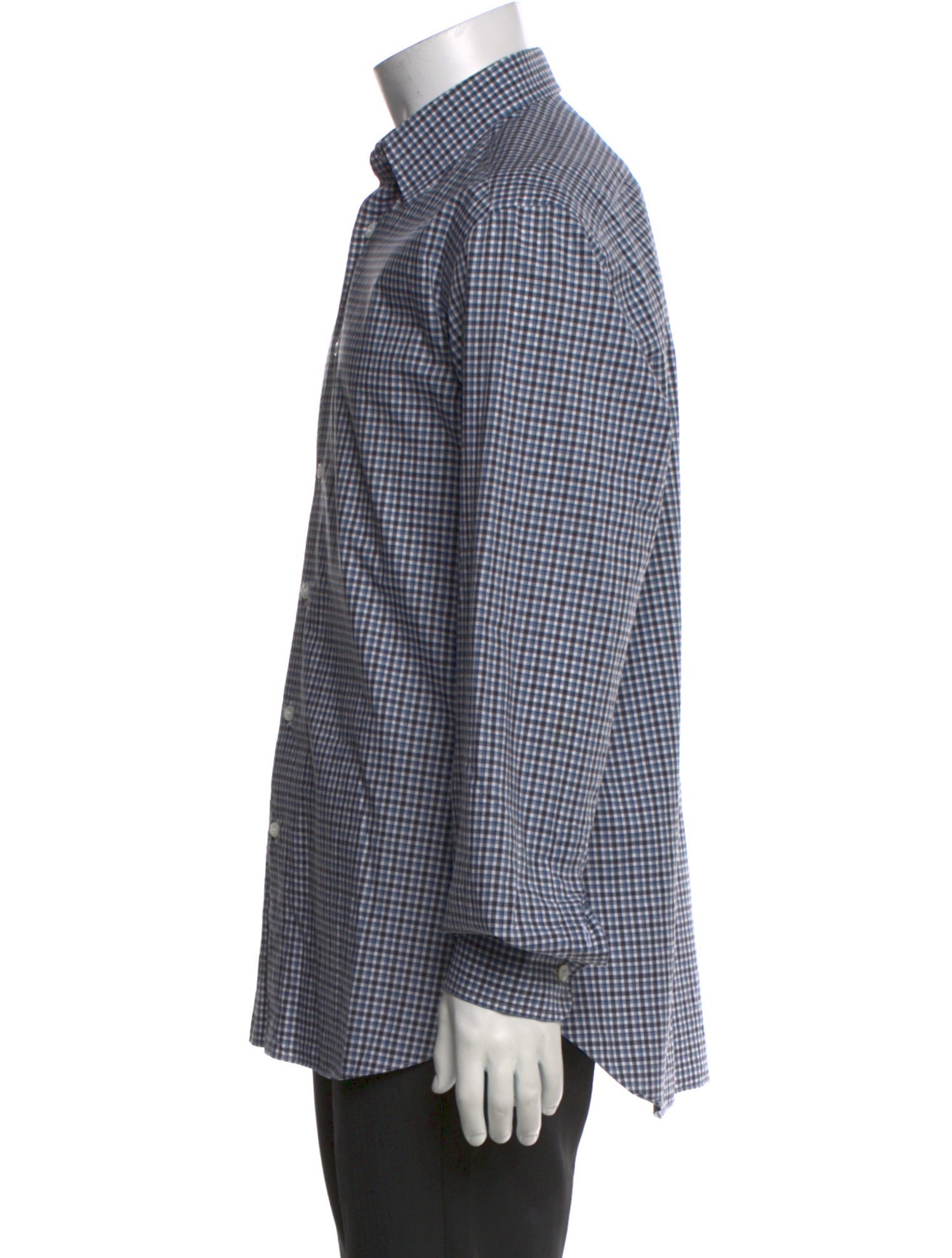 Brioni Plaid Print Long Sleeve Dress Shirt