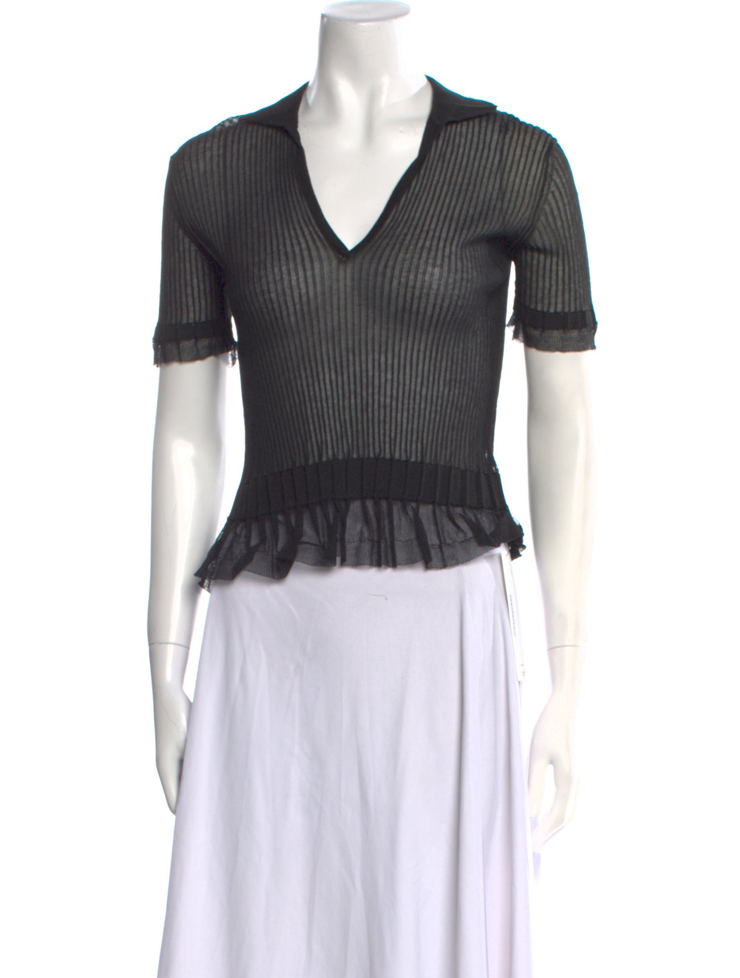 Brioni V-Neck Short Sleeve Crop Top