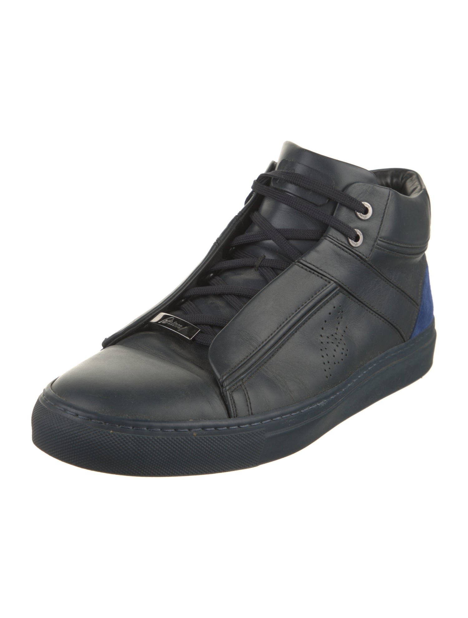 Brioni Leather Colorblock Pattern Sneakers