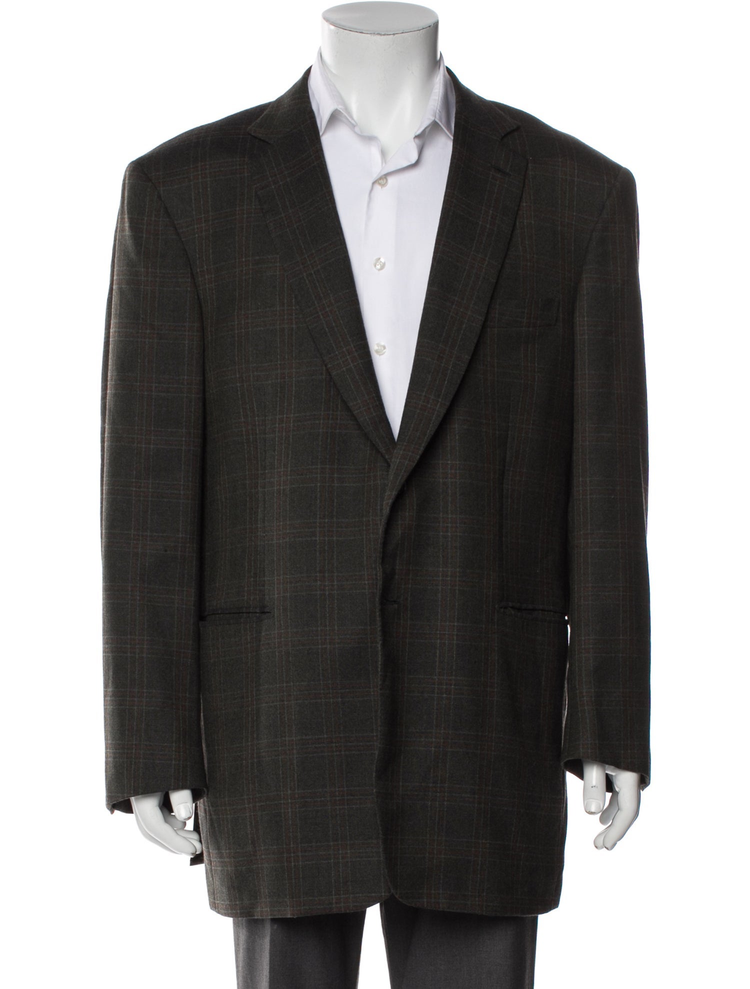 Brioni Wool Plaid Print Blazer