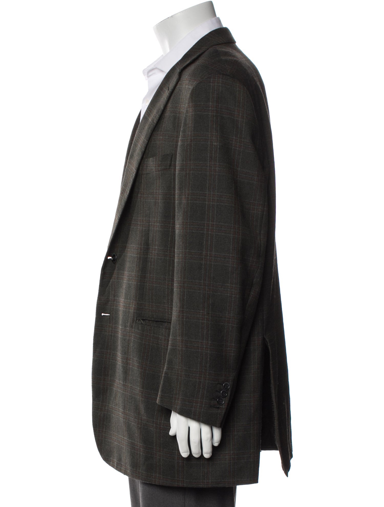 Brioni Wool Plaid Print Blazer