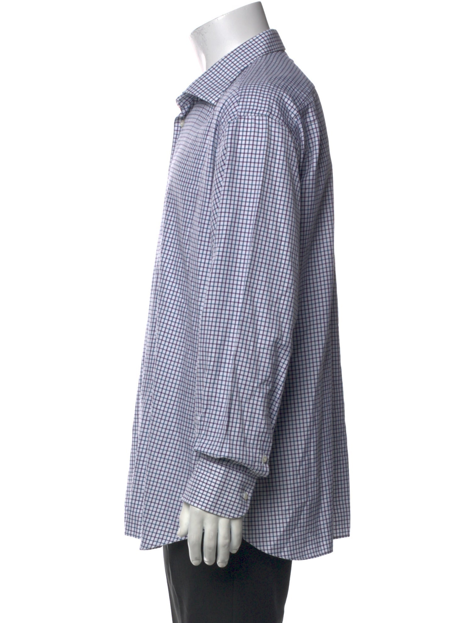 Brioni Plaid Print Long Sleeve Dress Shirt