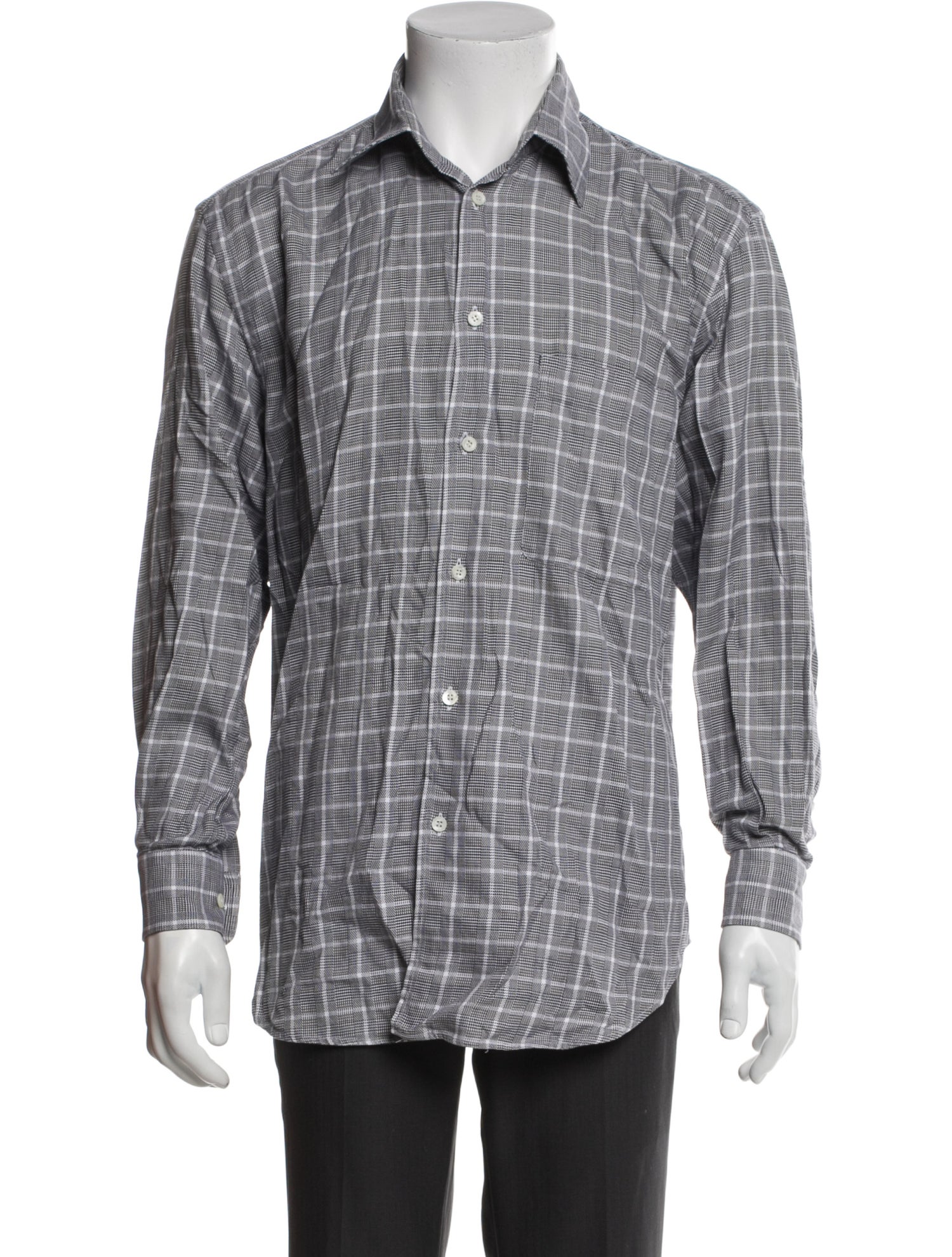 Brioni Plaid Print Long Sleeve Shirt