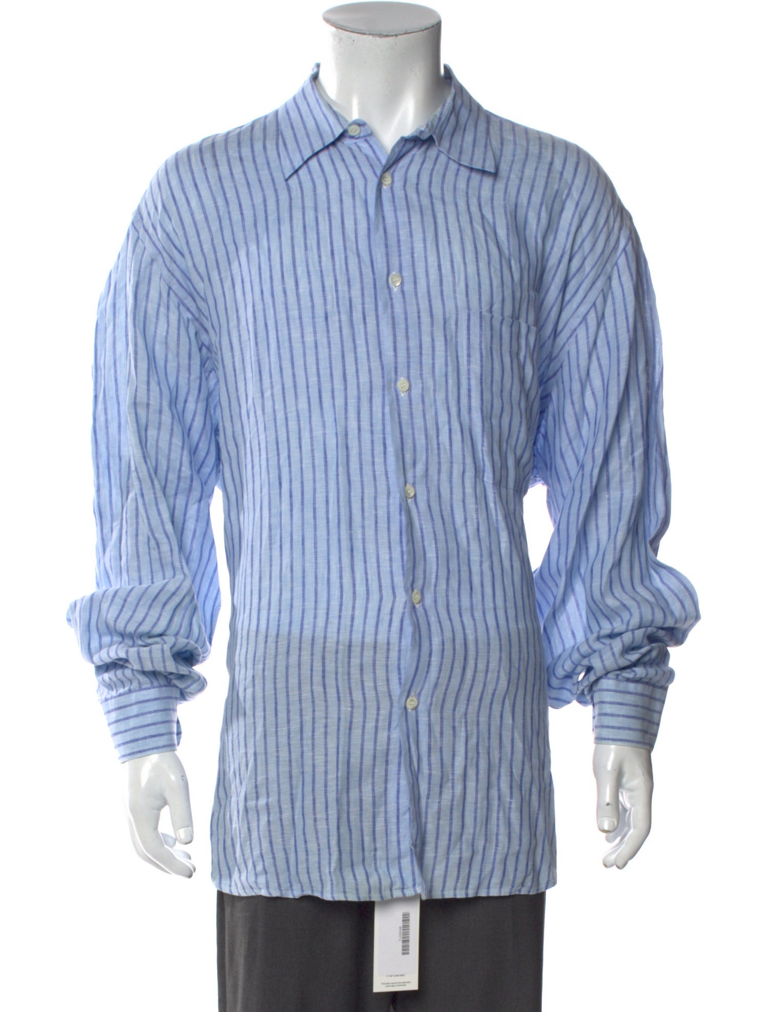 Brioni Linen Striped Dress Shirt