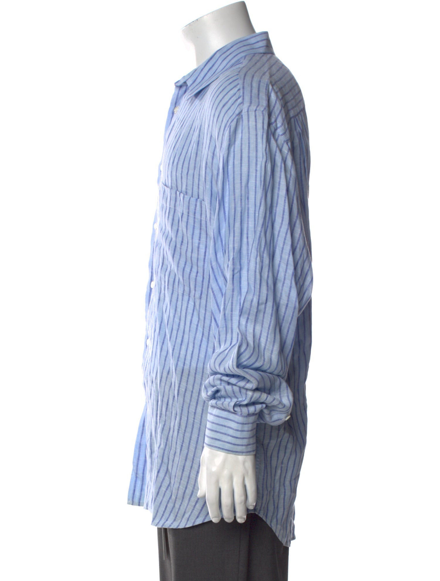 Brioni Linen Striped Dress Shirt