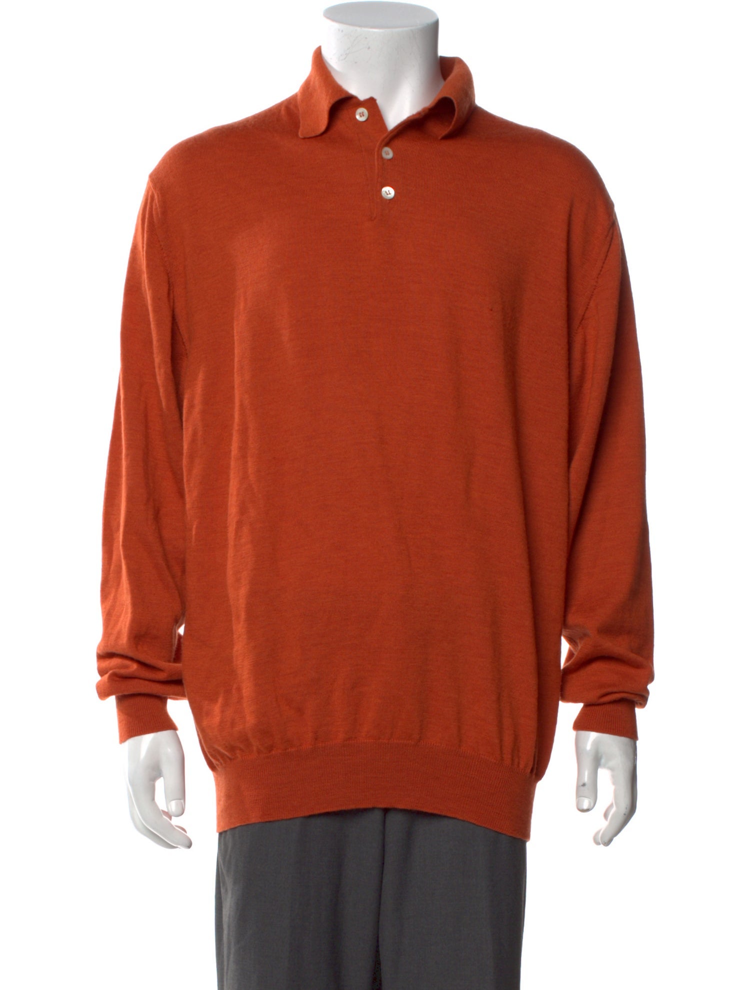 Brioni Wool Collar Polo Sweater
