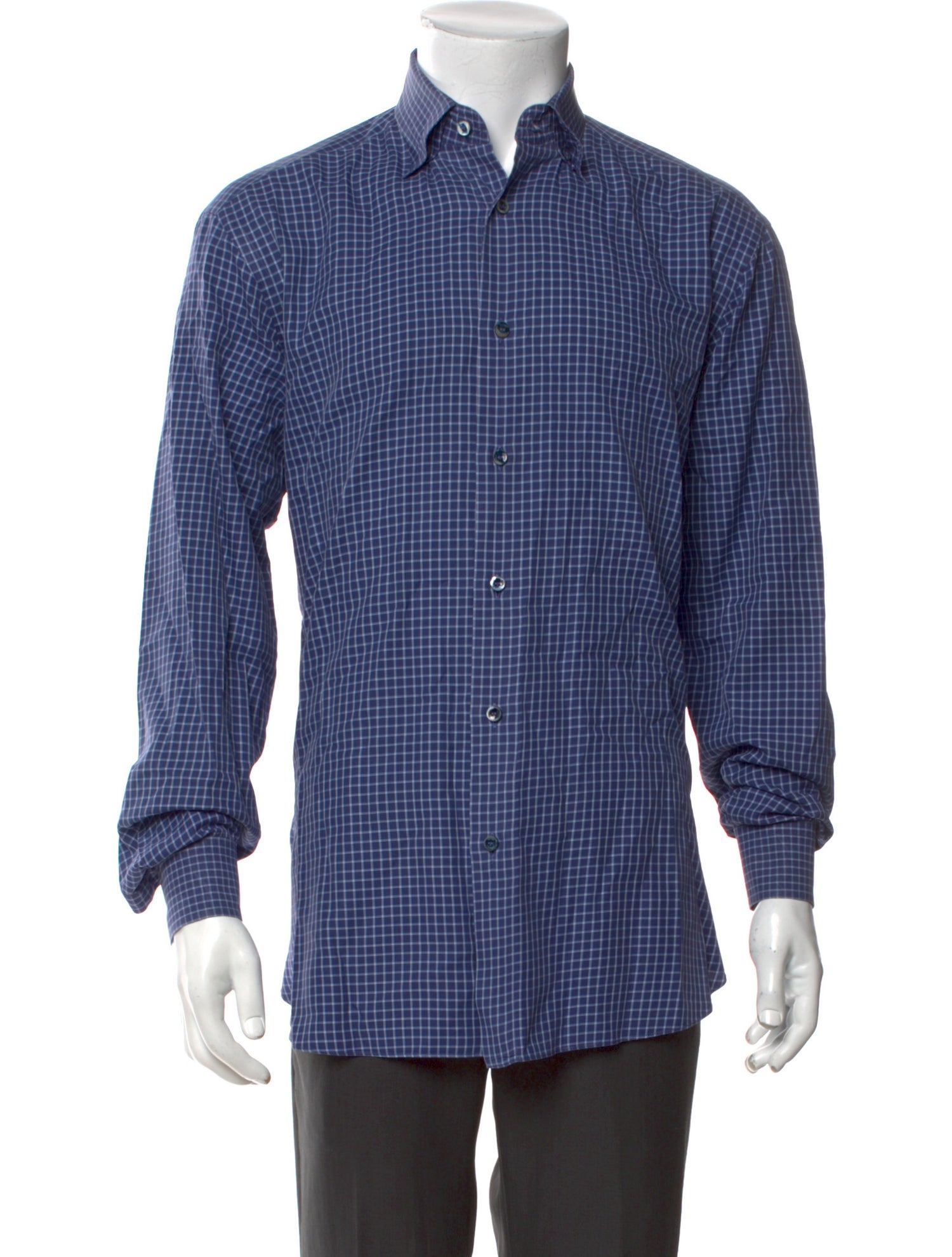 Brioni Plaid Print Long Sleeve Dress Shirt