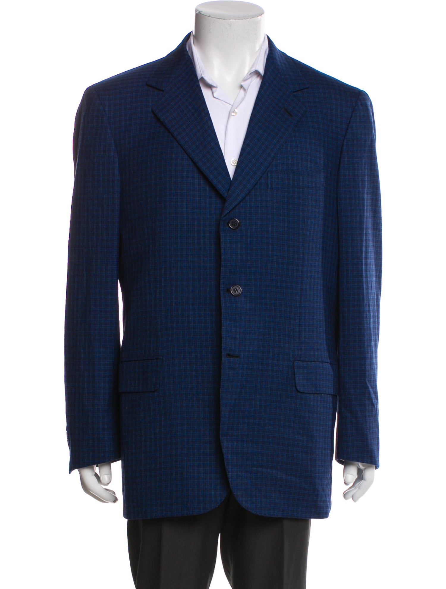 Brioni Wool Plaid Print Blazer