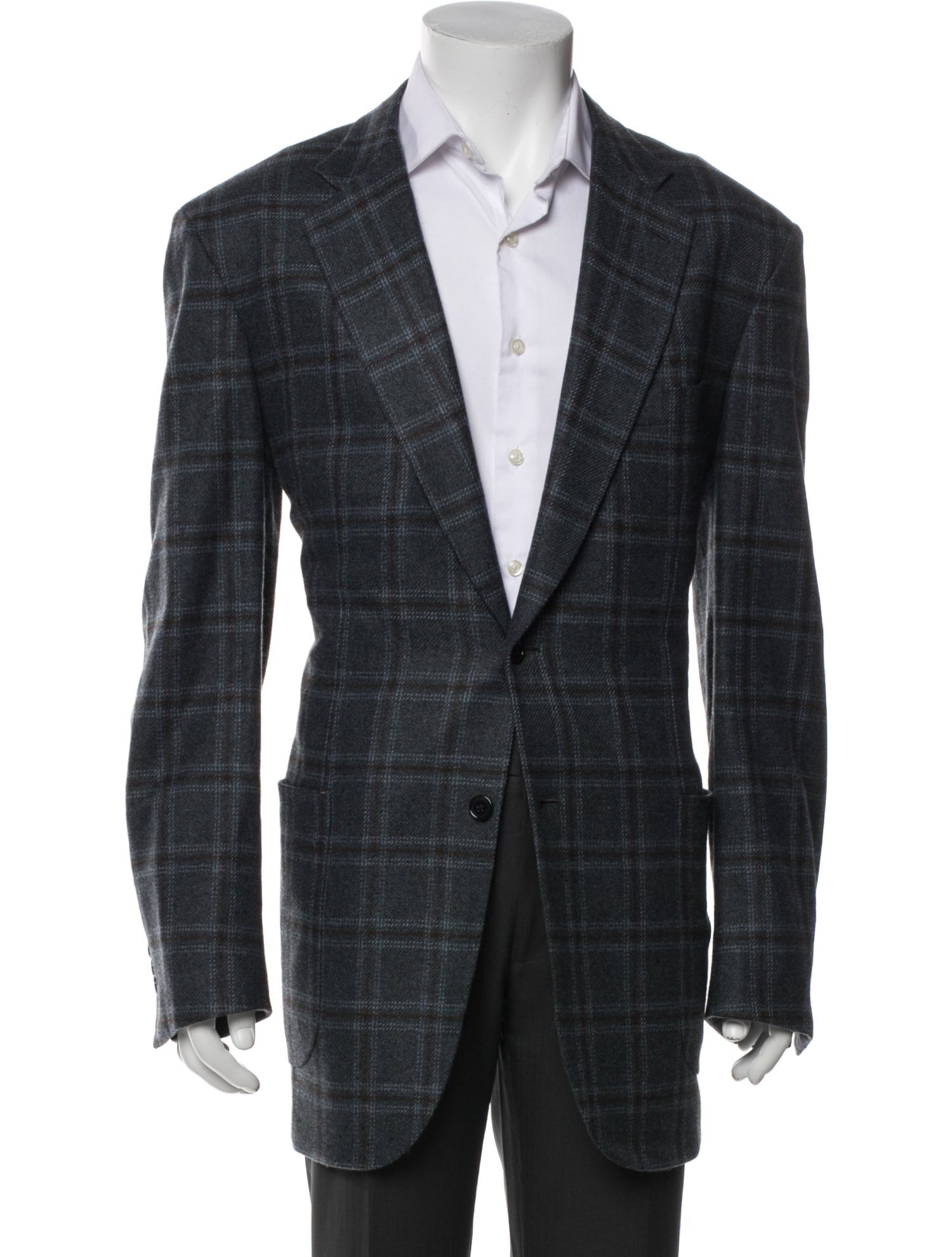 Brioni Cashmere Plaid Print Blazer