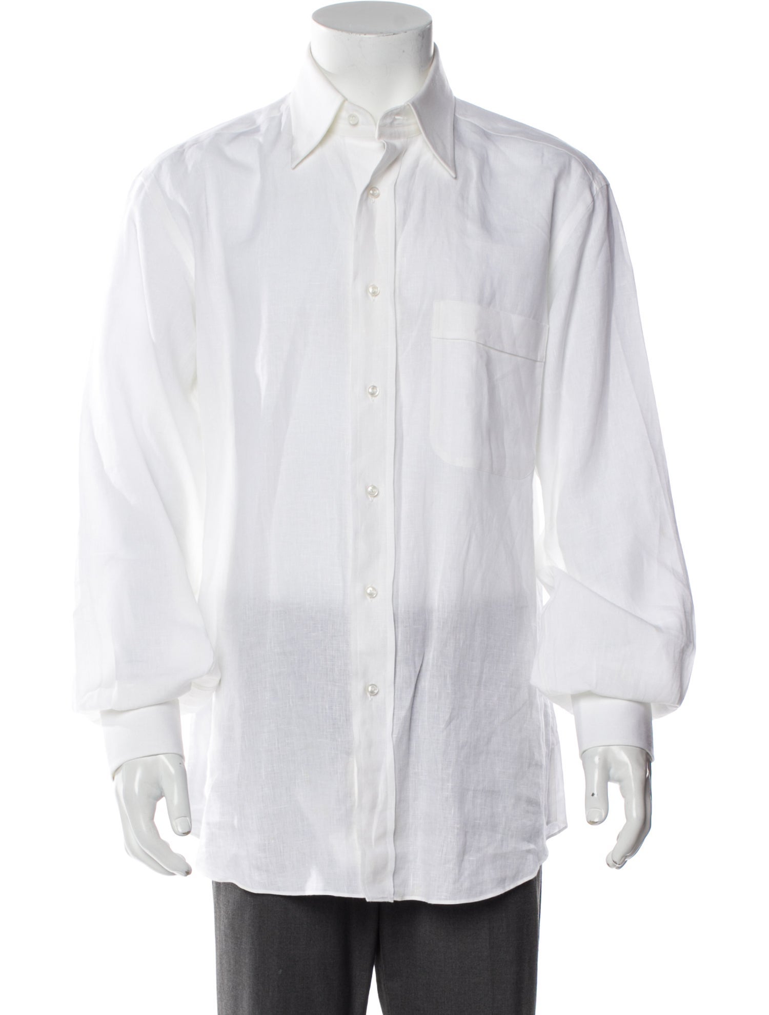 Brioni Linen Long Sleeve Dress Shirt