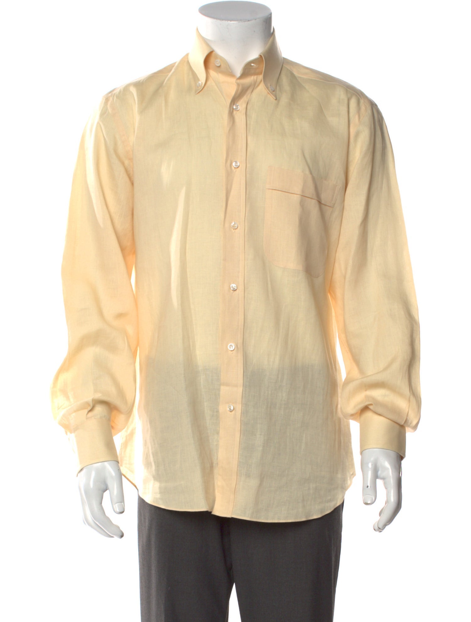 Brioni Linen Long Sleeve Dress Shirt
