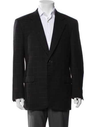 Brioni Wool Plaid Print Blazer