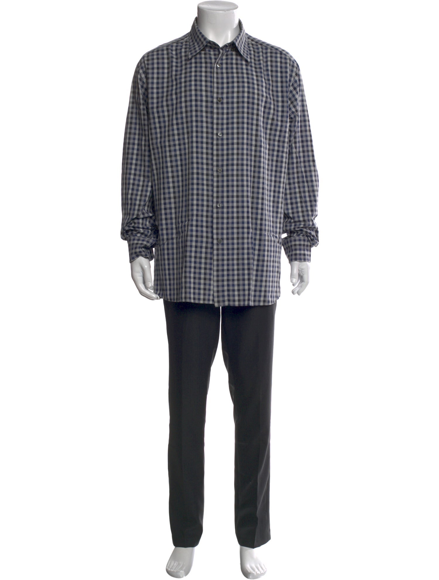 Brioni Plaid Print Long Sleeve Dress Shirt