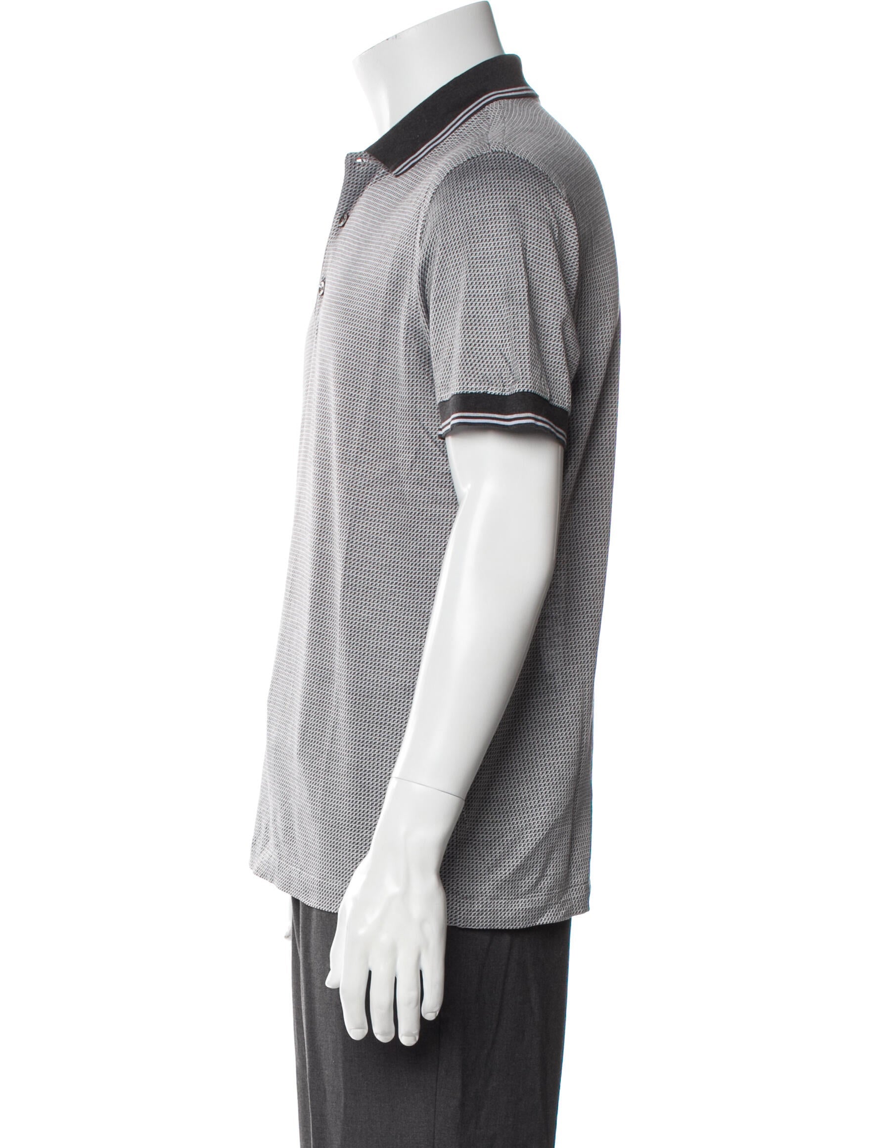 Brioni Striped V-Neck Polo Shirt