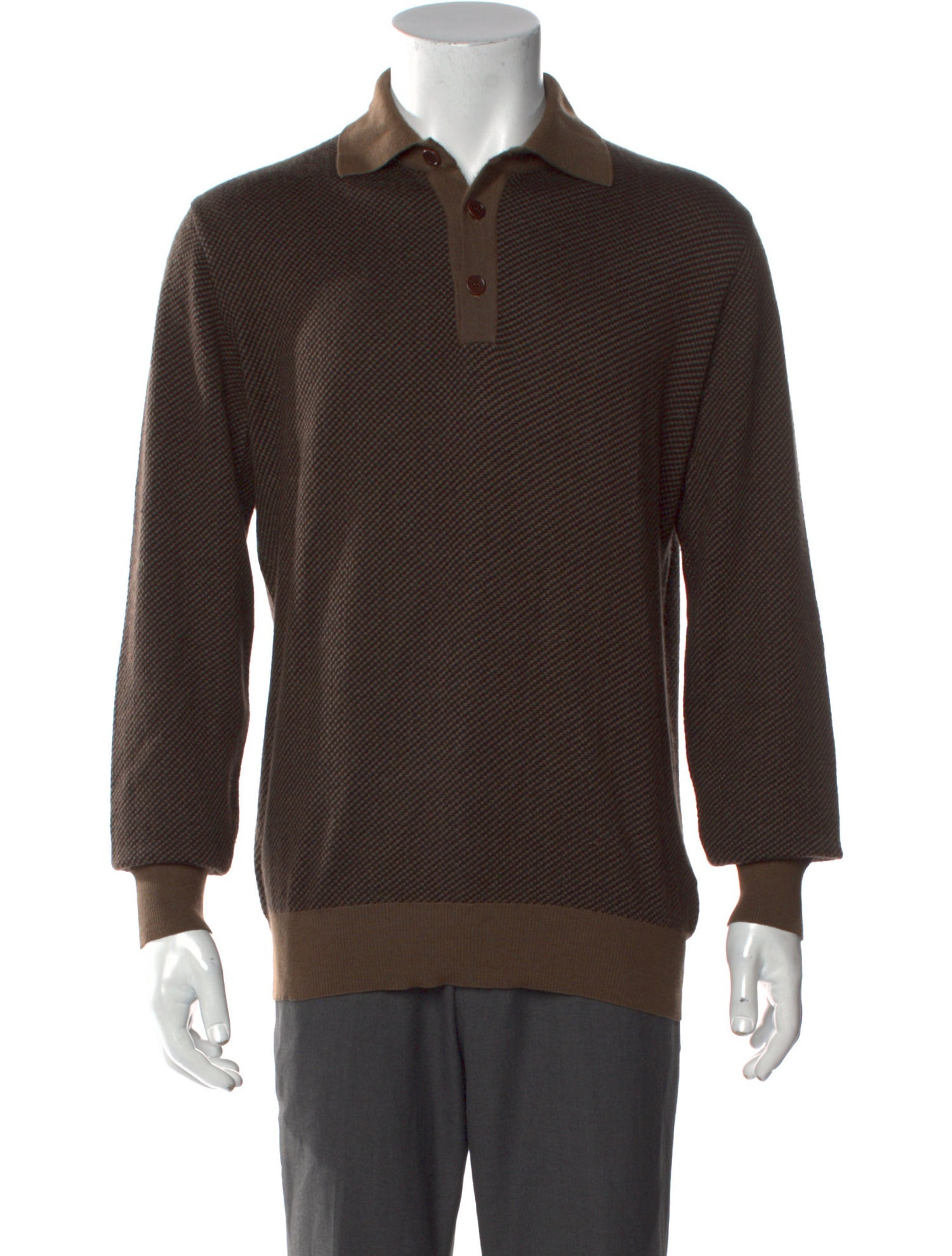 Brioni Cashmere Collar Polo Sweater