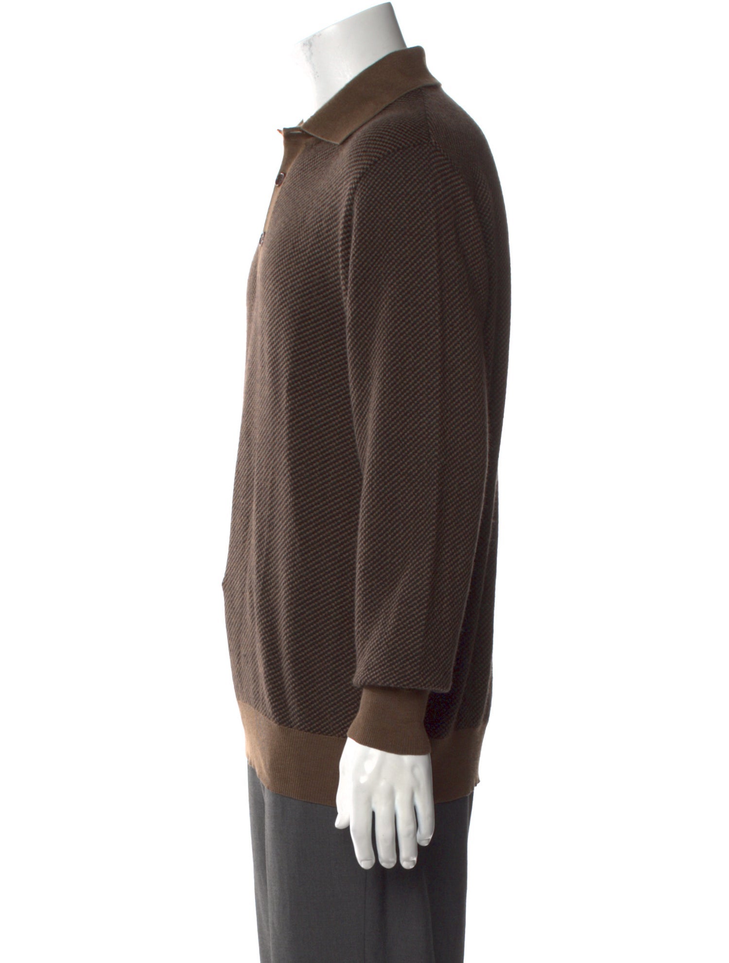 Brioni Cashmere Collar Polo Sweater