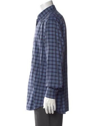 Brioni Plaid Print Long Sleeve Dress Shirt