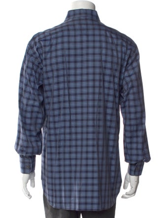 Brioni Plaid Print Long Sleeve Dress Shirt