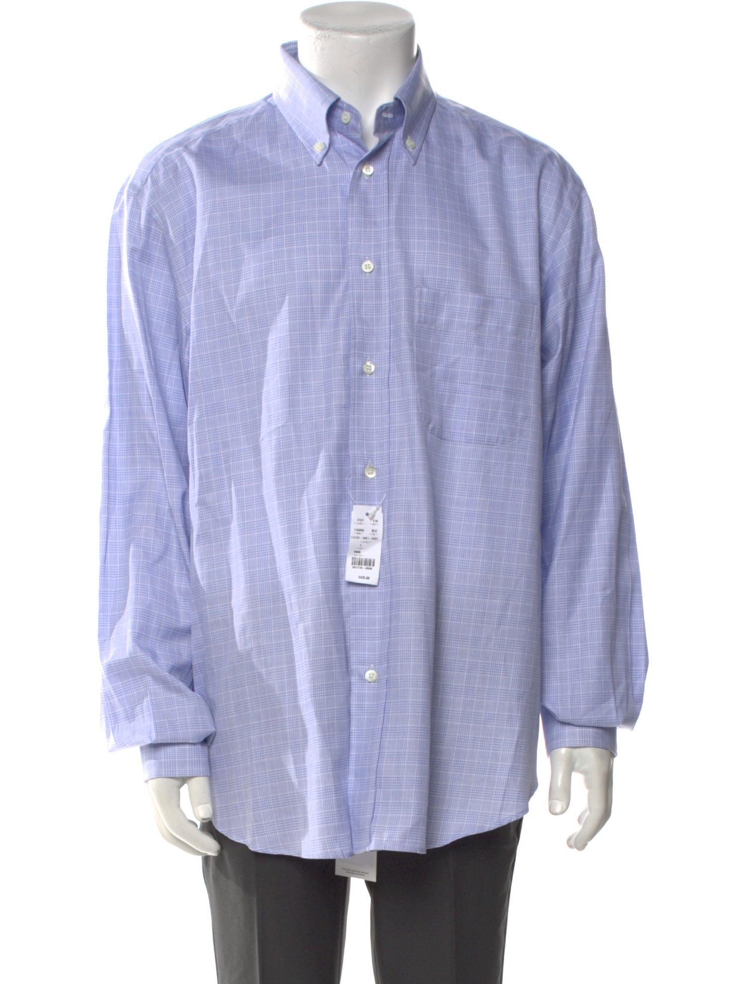 Brioni Plaid Print Long Sleeve Dress Shirt