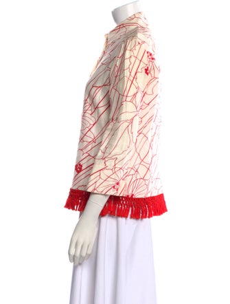 Brioni Linen Printed Button-Up Top