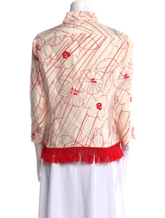 Brioni Linen Printed Button-Up Top