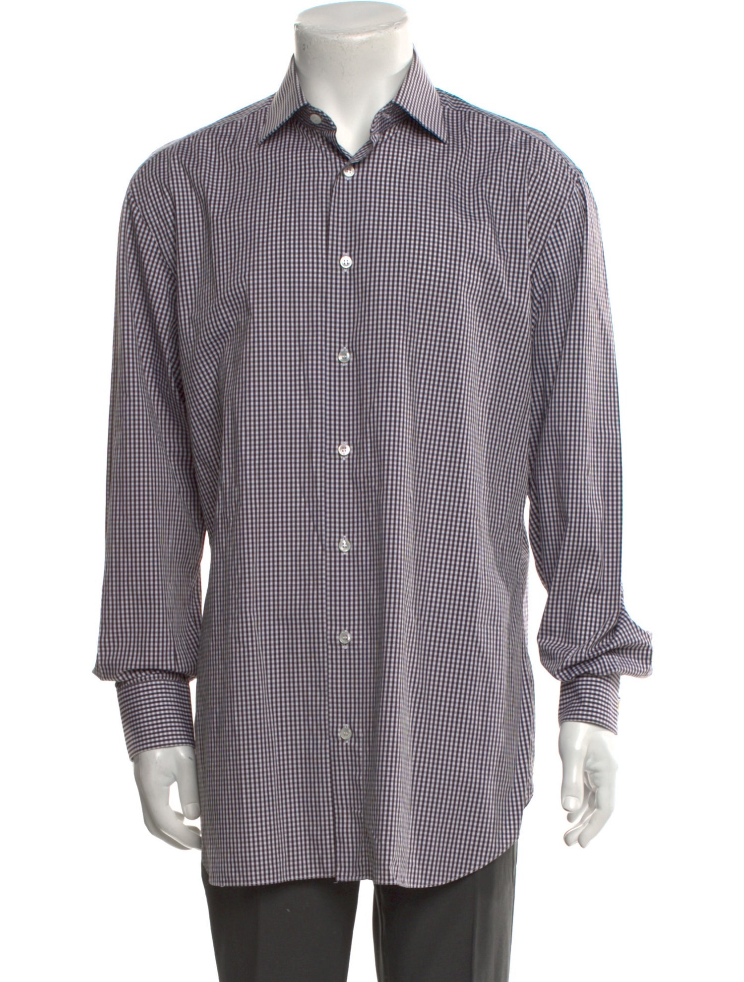 Brioni Plaid Print Long Sleeve Shirt