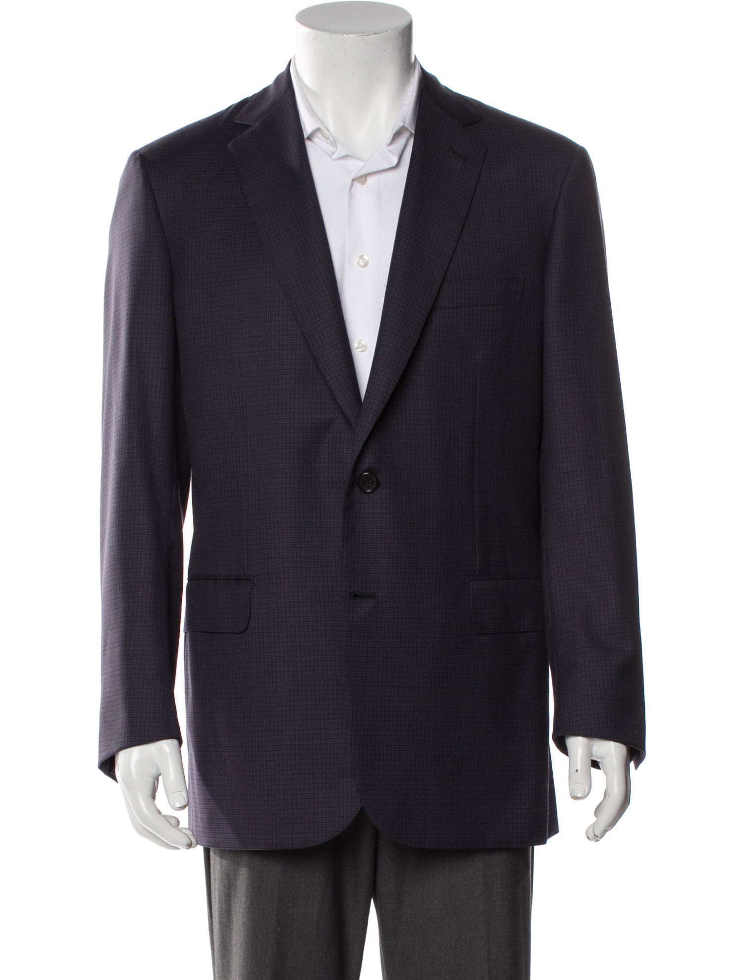 Brioni Wool Plaid Print Blazer