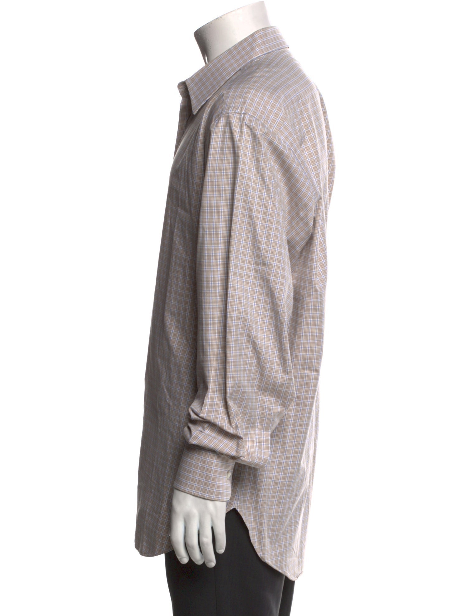 Brioni Plaid Print Long Sleeve Dress Shirt