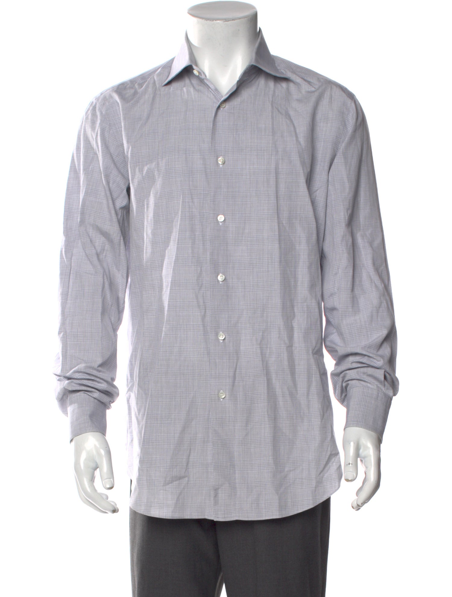 Brioni Plaid Print Long Sleeve Dress Shirt