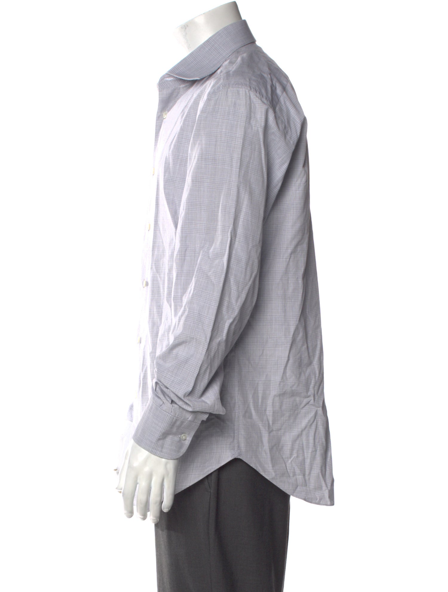 Brioni Plaid Print Long Sleeve Dress Shirt