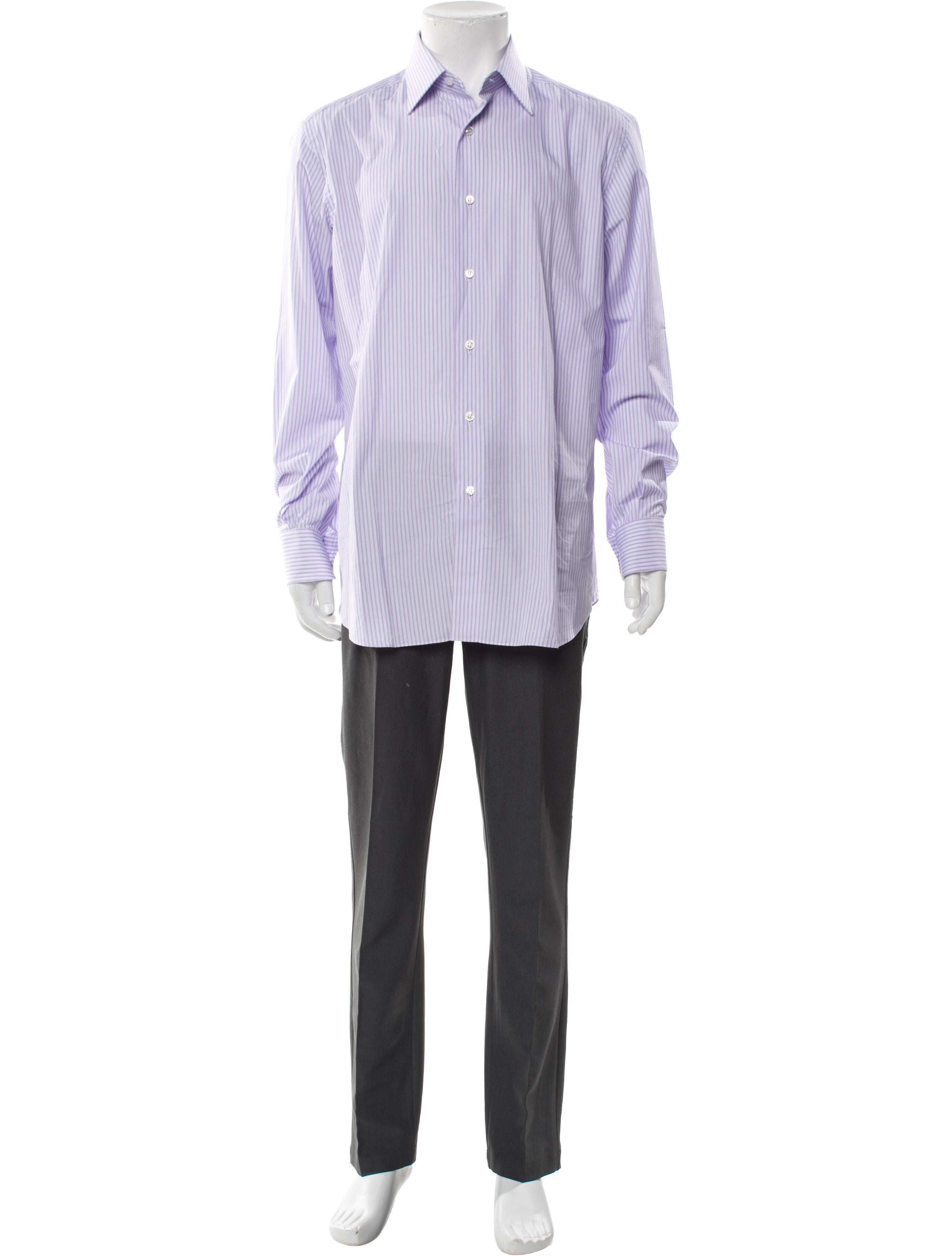 Brioni Striped Long Sleeve Dress Shirt