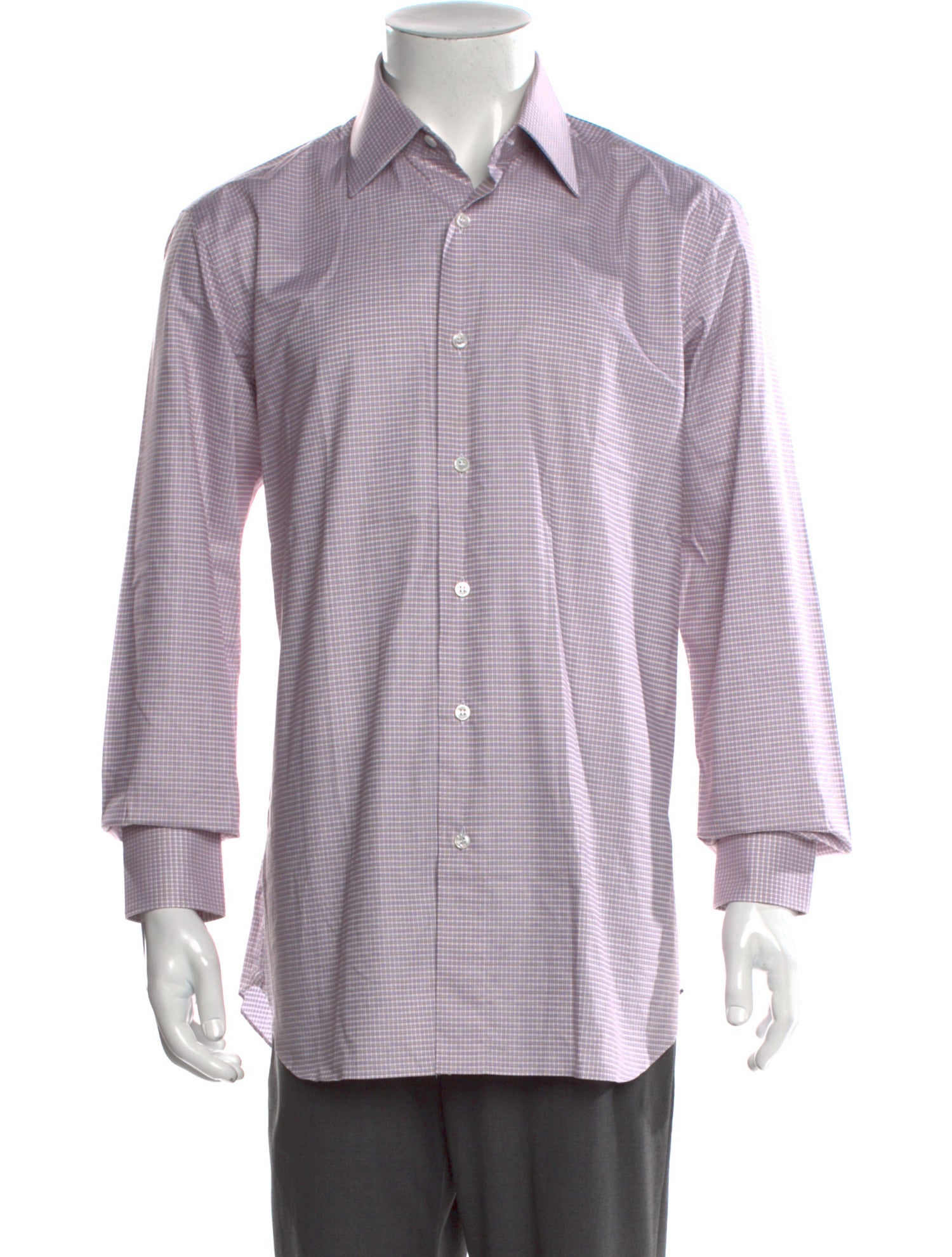 Brioni Plaid Print Long Sleeve Dress Shirt